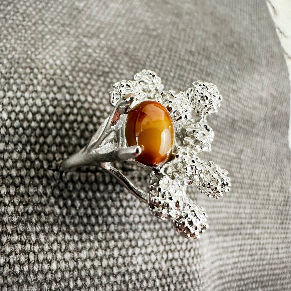 Vintage ESPO Ring 14K G.E. by Joseph Esposito Cocktail Ring Tigers Eye 7 NEW